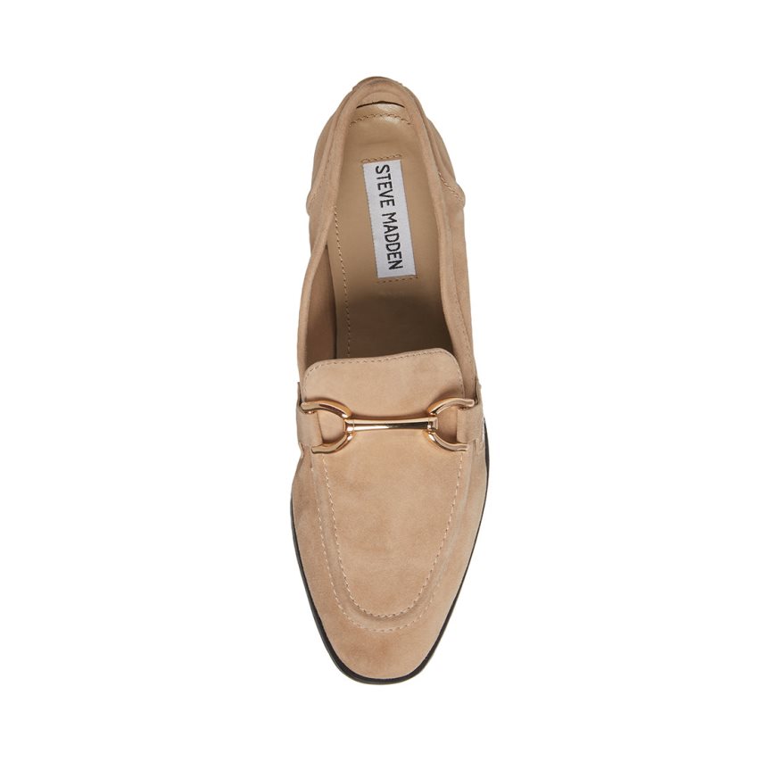 Beige Steve Madden Carrine Suede Women's Loafers | PH 596016AD